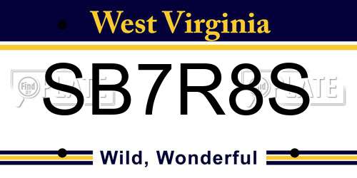 SB7R8S West Virginia License Plate