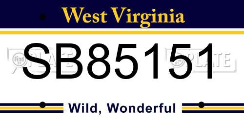 SB85151 West Virginia License Plate