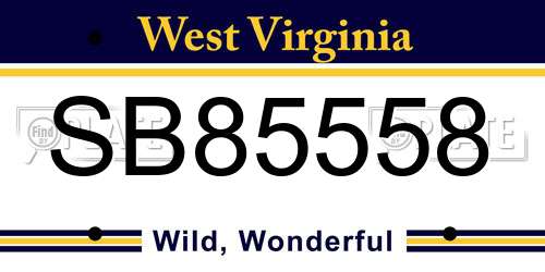 SB85558 West Virginia License Plate
