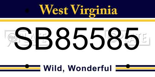 SB85585 West Virginia License Plate