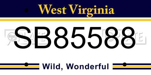 SB85588 West Virginia License Plate
