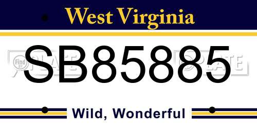 SB85885 West Virginia License Plate