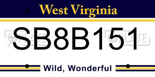 SB8B151 West Virginia License Plate