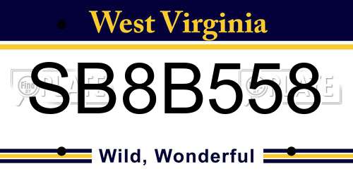 SB8B558 West Virginia License Plate