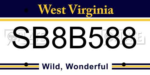 SB8B588 West Virginia License Plate