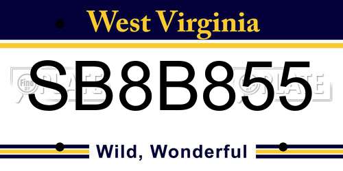 SB8B855 West Virginia License Plate