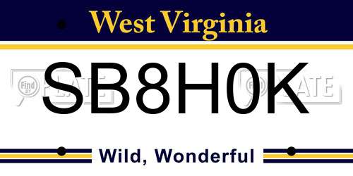 SB8H0K West Virginia License Plate
