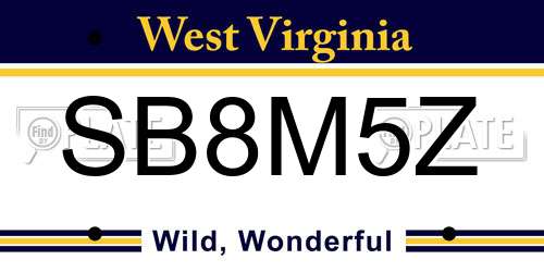 SB8M5Z West Virginia License Plate