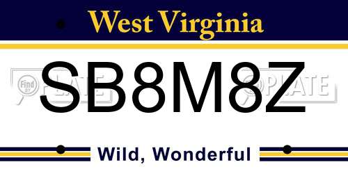 SB8M8Z West Virginia License Plate