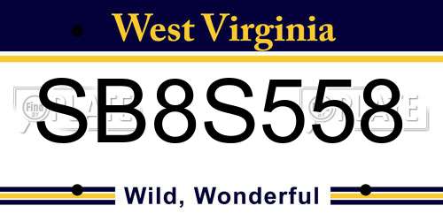 SB8S558 West Virginia License Plate
