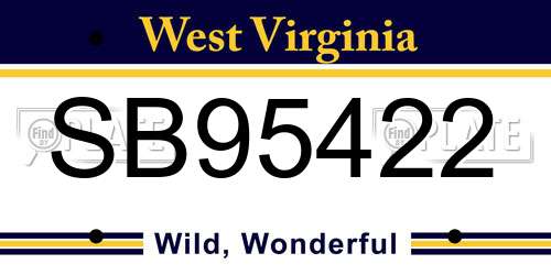 SB95422 West Virginia License Plate