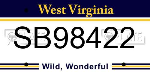 SB98422 West Virginia License Plate