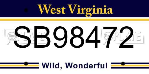 SB98472 West Virginia License Plate