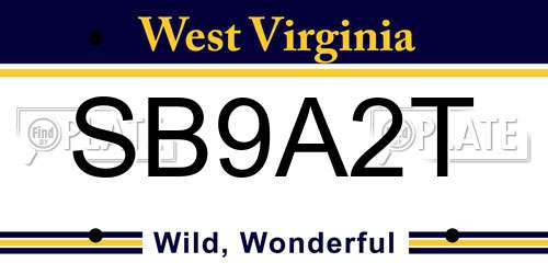 SB9A2T West Virginia License Plate