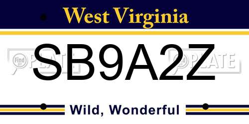 SB9A2Z West Virginia License Plate