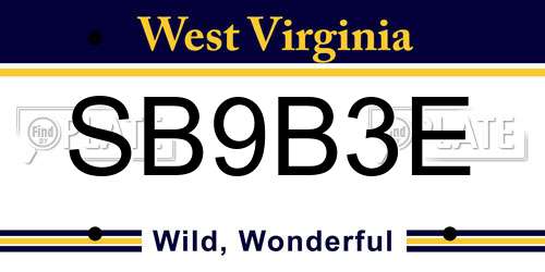 SB9B3E West Virginia License Plate