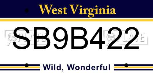 SB9B422 West Virginia License Plate