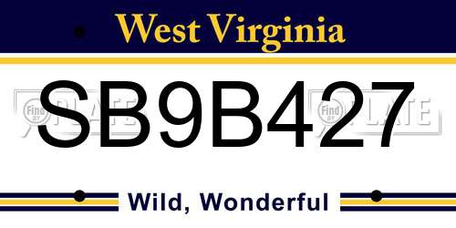 SB9B427 West Virginia License Plate