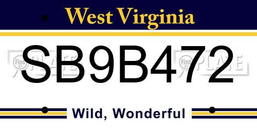 SB9B472 West Virginia License Plate