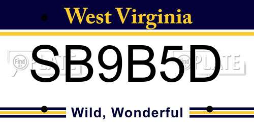 SB9B5D West Virginia License Plate