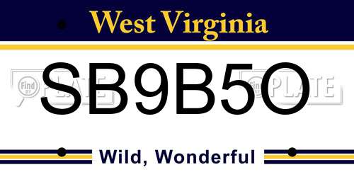 SB9B5O West Virginia License Plate