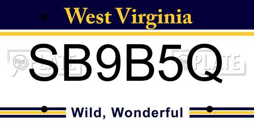 SB9B5Q West Virginia License Plate