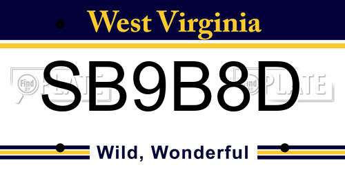 SB9B8D West Virginia License Plate