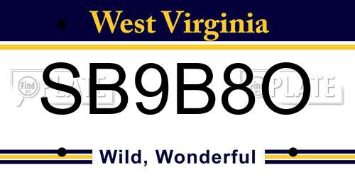 SB9B8O West Virginia License Plate