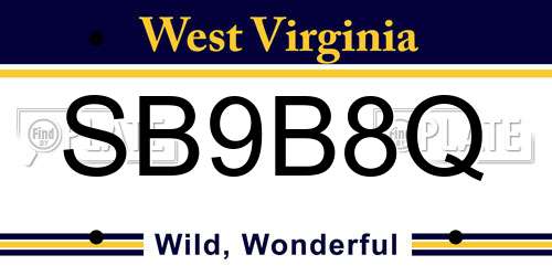 SB9B8Q West Virginia License Plate