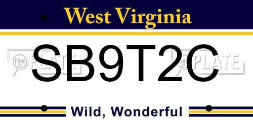 SB9T2C West Virginia License Plate