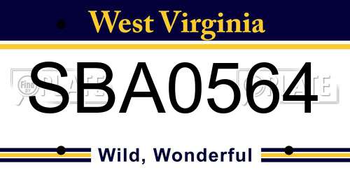 SBA0564 West Virginia License Plate