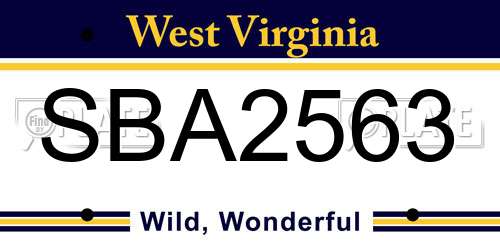 SBA2563 West Virginia License Plate