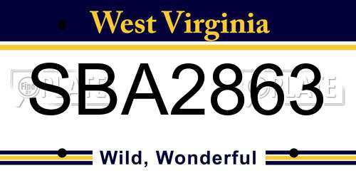 SBA2863 West Virginia License Plate