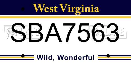 SBA7563 West Virginia License Plate