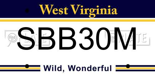 SBB30M West Virginia License Plate