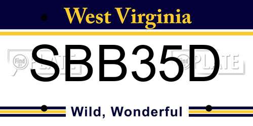 SBB35D West Virginia License Plate