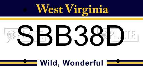 SBB38D West Virginia License Plate
