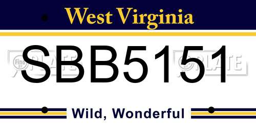 SBB5151 West Virginia License Plate