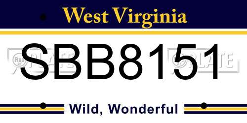 SBB8151 West Virginia License Plate