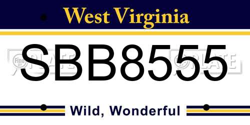 SBB8555 West Virginia License Plate