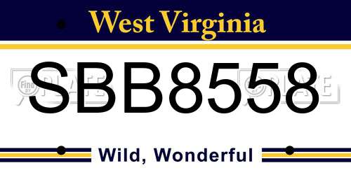 SBB8558 West Virginia License Plate