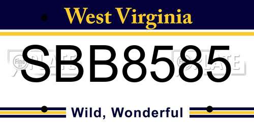 SBB8585 West Virginia License Plate