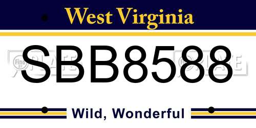 SBB8588 West Virginia License Plate