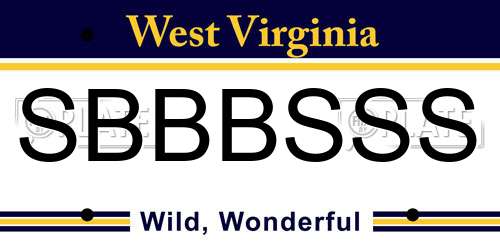 SBBBSSS West Virginia License Plate