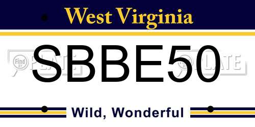 SBBE50 West Virginia License Plate