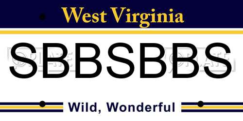 SBBSBBS West Virginia License Plate