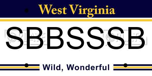 SBBSSSB West Virginia License Plate