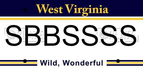 SBBSSSS West Virginia License Plate