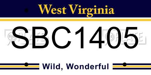 SBC1405 West Virginia License Plate