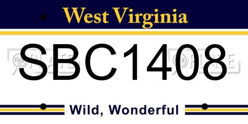 SBC1408 West Virginia License Plate